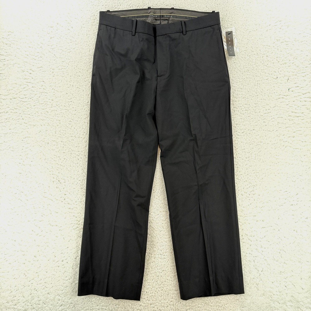 Theory Dress Pants Mens 34x31 Black Regular Wool Stretch Kramer 60011214 NWT